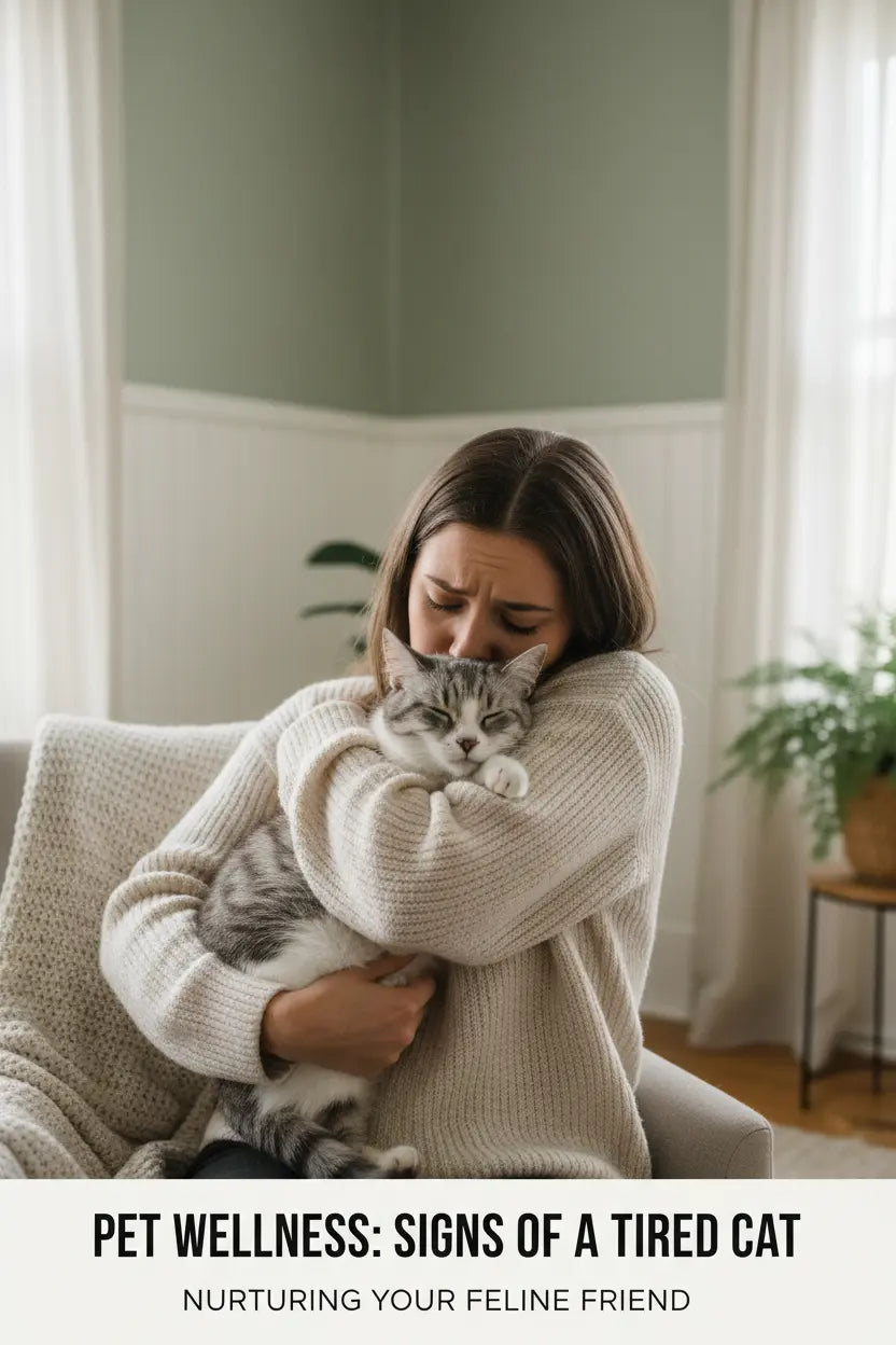 A woman holding her cat in a room setting 