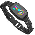 Black dog collar device with digital display on a white background