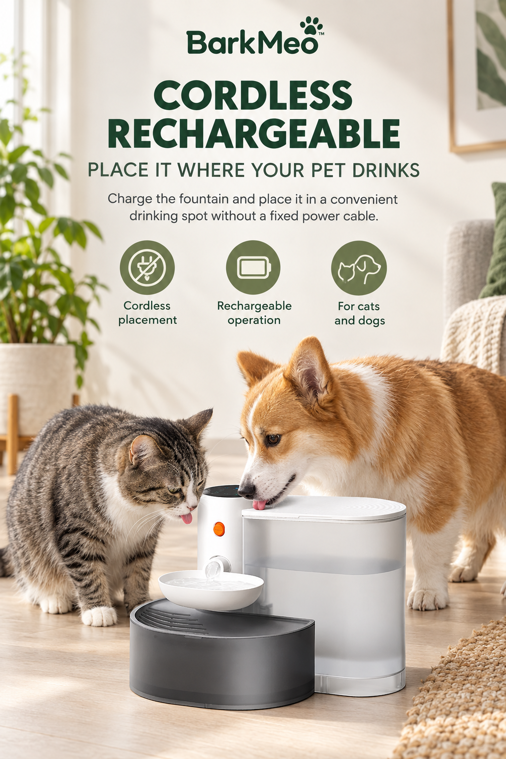 Cordless Rechargeable Design for Flexible Placement