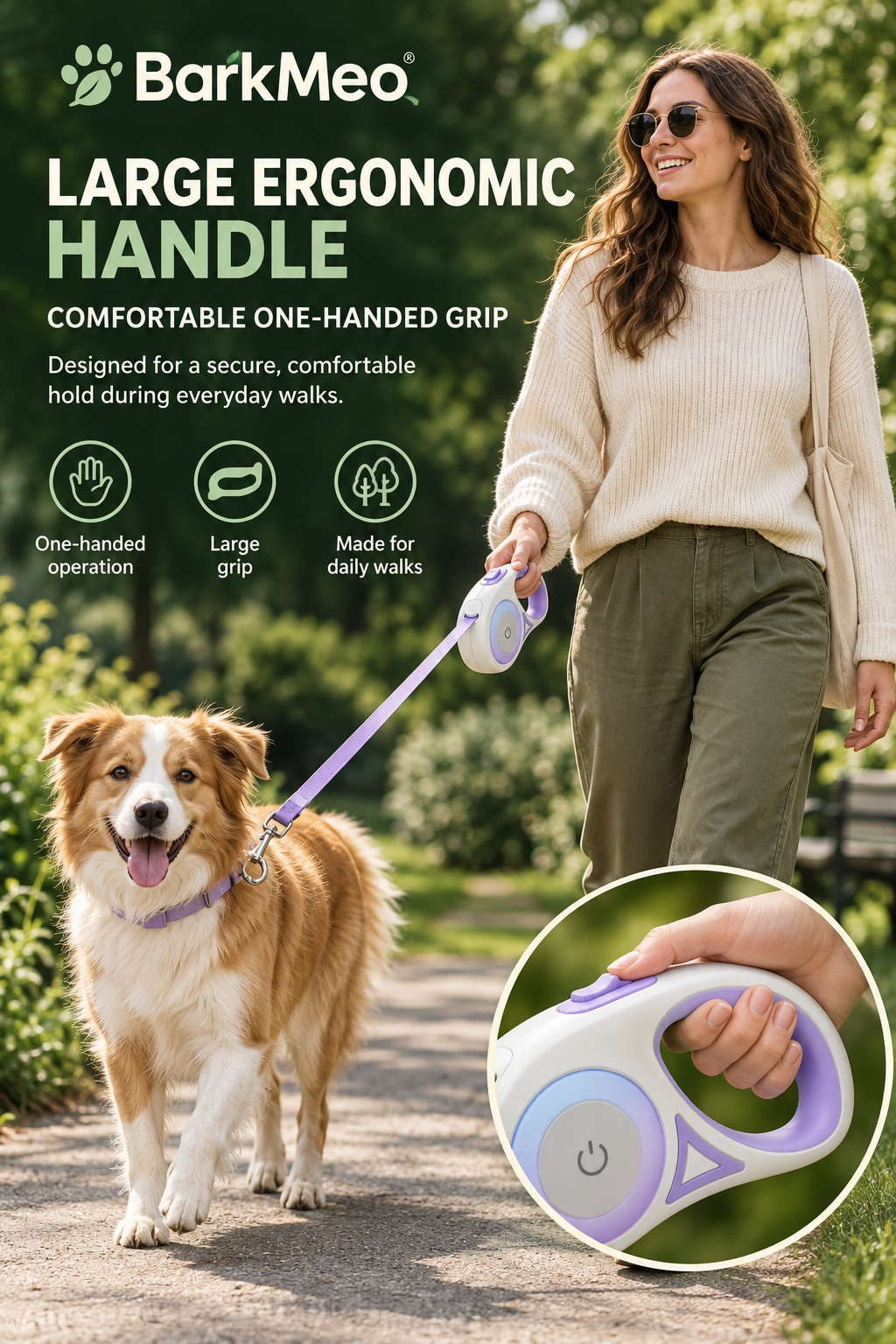 Large Ergonomic Handle for Comfortable One-Handed Control