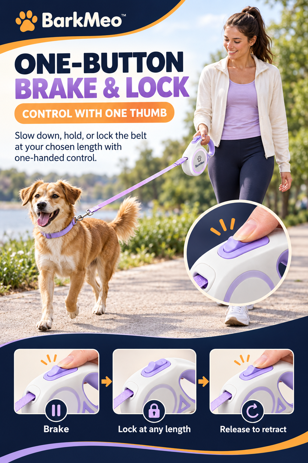 One-Button Brake and Lock for Easy Walking Control